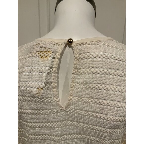 Michael Kors Cream Loose Knit Long Sleeve Shirt W/ Rear Key Hole, Size Small - Picture 3 of 8